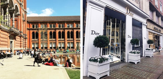 V&A cafe and Sloane Street