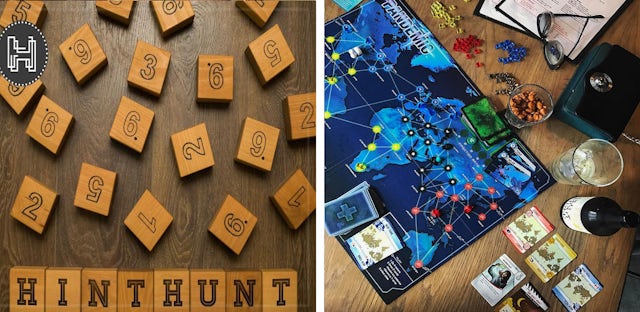 A game of Hint Hunt and draughts
