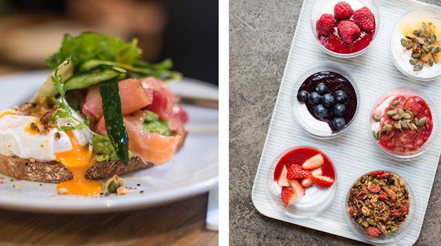Eggs Benedict and yoghurt