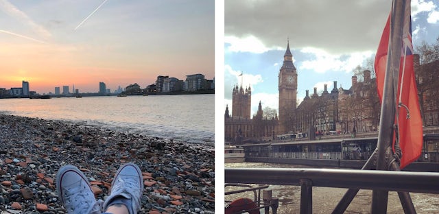 An incredible view of London from the Thames.