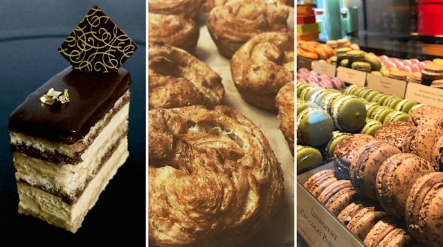 Cakes, pastries and macarons