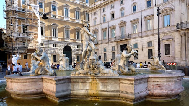 Statues within a fountain, Rome