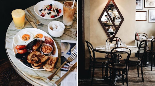 Breakfast and interiors at Cafe Boheme
