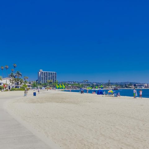 Head to one of the golden sand beaches around Mission Bay, directly opposite the home