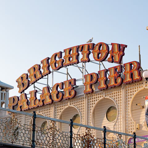 Visit vibrant Brighton, an eight-minute drive away