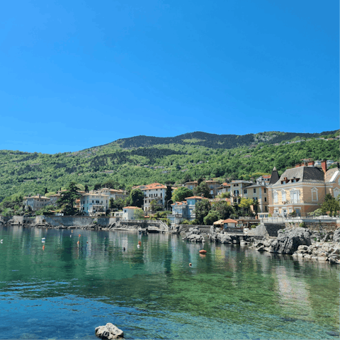 Take a trip to Lovran on Kvarner Bay, ten minutes away