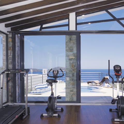 Work up a sweat in the sleek fitness room