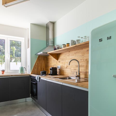 Keep a cool head in the mint-coloured kitchen