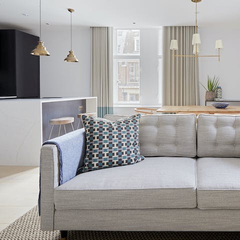 Get yourself comfortable on the sofa with a strong cup of tea after a long day in the city