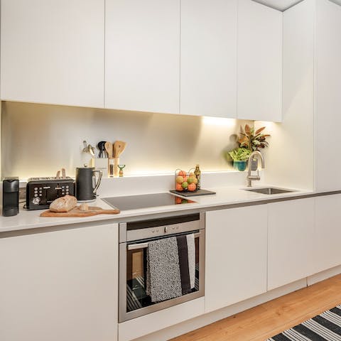 Opt for a meal in with the fully-equipped kitchen
