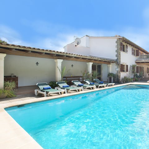 Enjoy a refreshing dip in the private pool to cool off in the Spanish sun