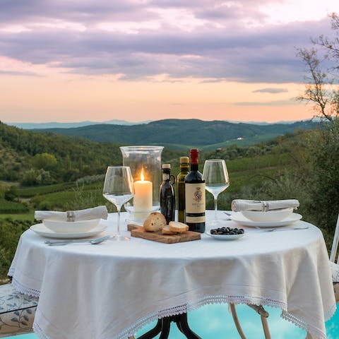 Enjoy a romantic meal prepared by your hosts against a backdrop of rolling hills