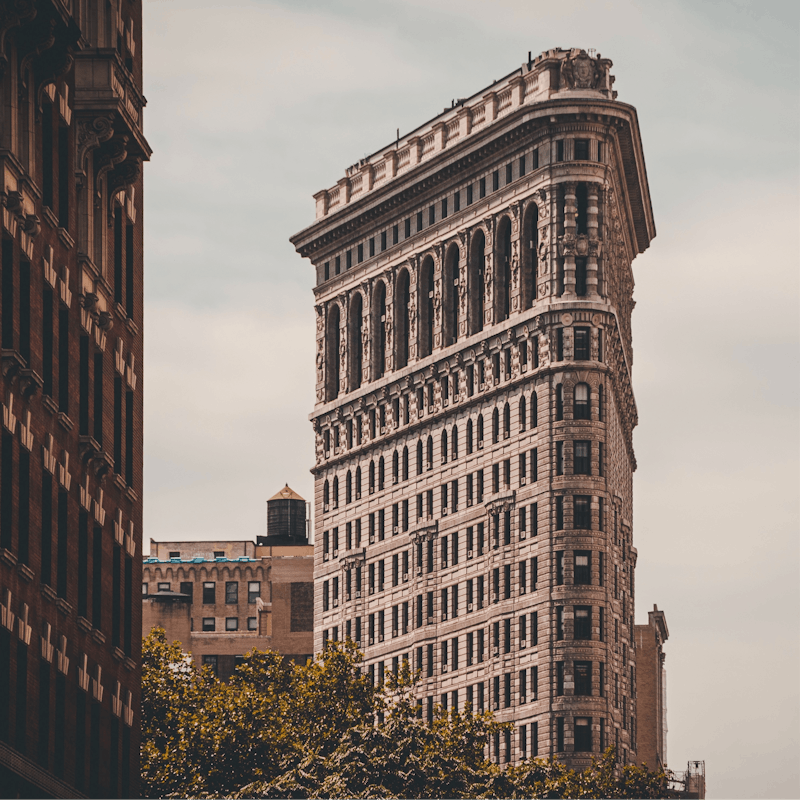 Visit the iconic Flatiron Building, a ten-minute walk away