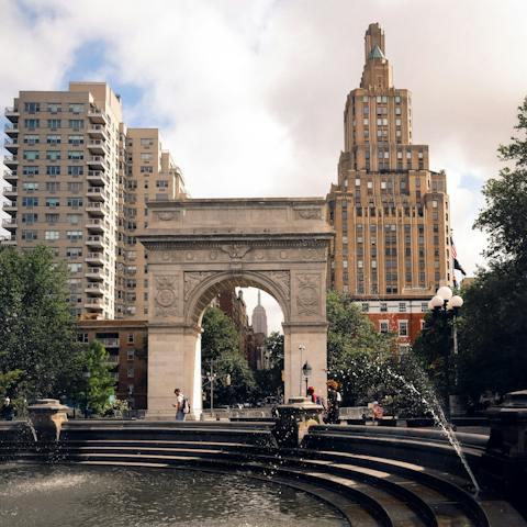 Take a stroll through Washington Square Park, twenty-five minutes away on foot