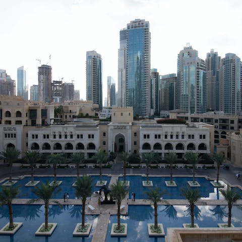 Cool down from the Dubai heat in the communal swimming pool