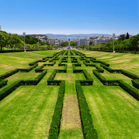 Take a stroll through Parque Eduardo VII, a four-minute walk away