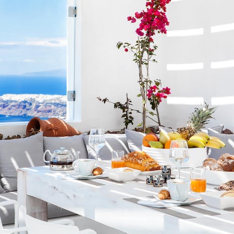 Enjoy a lavish alfresco breakfast out on the terrace
