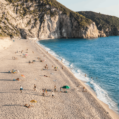 Explore the idyllic coastline of south Lefkas – the nearest beach is Ponti, fifteen minutes on foot