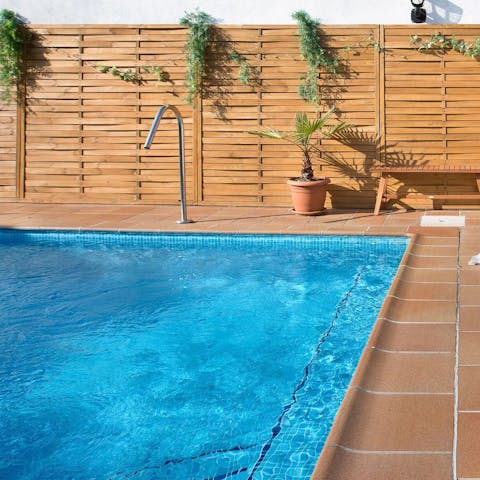 Enjoy a refreshing dip in the private pool, or relax poolside in the sun