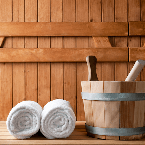 Relax in the custom-built-wood-fired sauna
