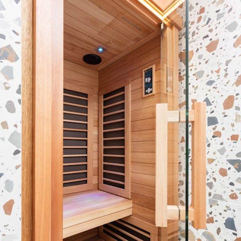 Enjoy some well-earned relaxation in the infrared sauna
