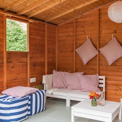 Enjoy your morning cup of tea in the cosy converted shed while you discuss the day's plan