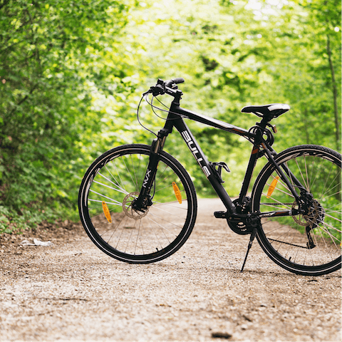 Explore the idyllic surrounding lakes with the home's bikes – paths start right outside your door
