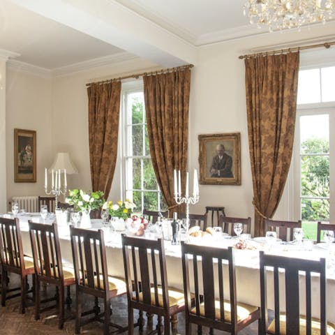 Dine in opulent style in the grand dining room