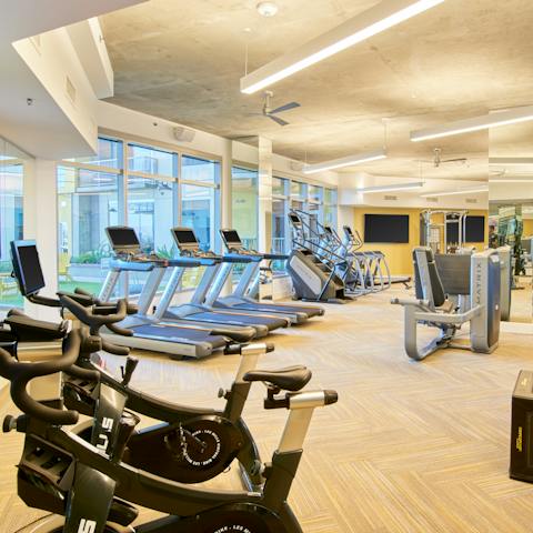 Work out at the on-site gym