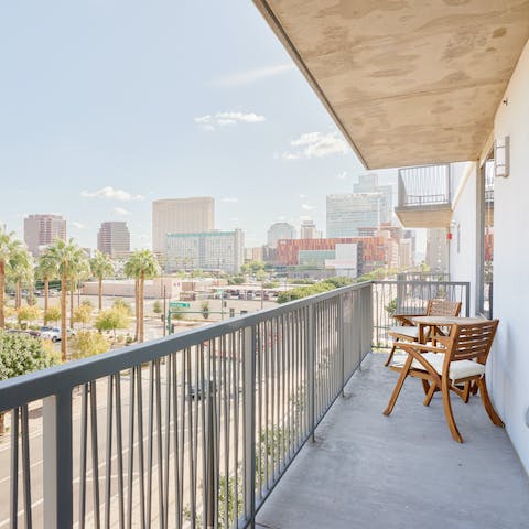 Enjoy morning coffee out on your private balcony