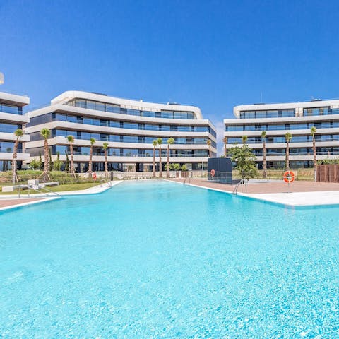 Cool off in the communal pool – there's also an indoor pool