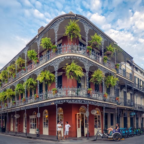 Wander through the evocative streets of the French Quarter, ten minutes from your doorstep 