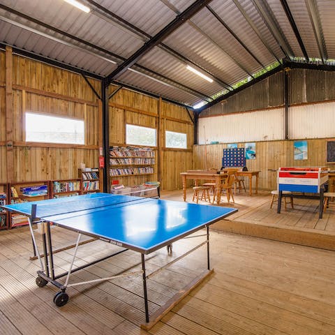 Help yourself to books and movies, or enjoy some friendly competition around the ping pong table