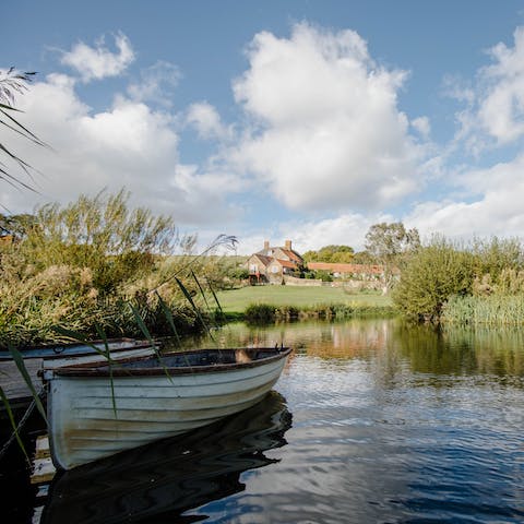 Spend a sunny afternoon cruising around the lake in one of the rowing boats