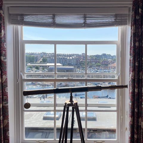 Take in views of the River Esk from the living room's telescope