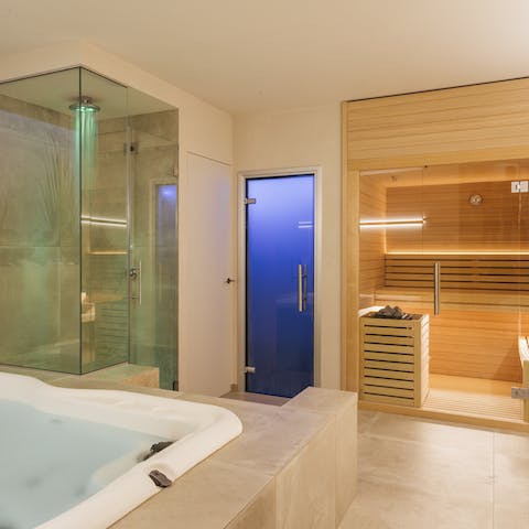 Take time to reset in the spa and sauna 