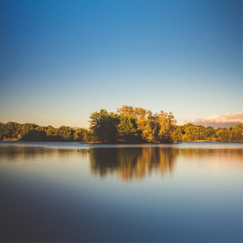 Stay in leafy Lewisville, a short drive from the city's peaceful lake
