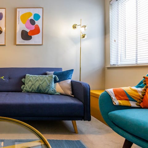 Enjoy a riot of colour in the cosy lounge