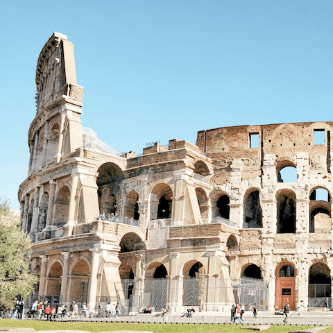 Stroll through the majestic streets towards the Colosseum – only twenty–two–minutes away