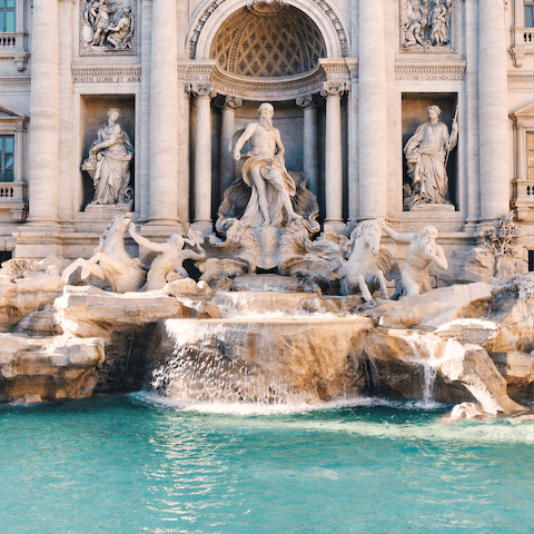 Stroll a couple of kilometres to toss a coin in the Trevi Fountain