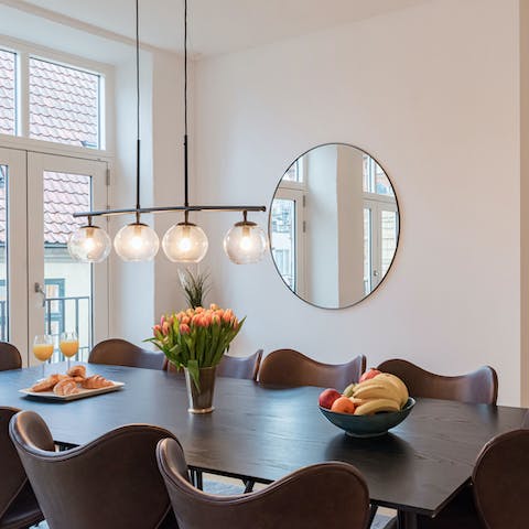 Dine in style at the home's contemporary table