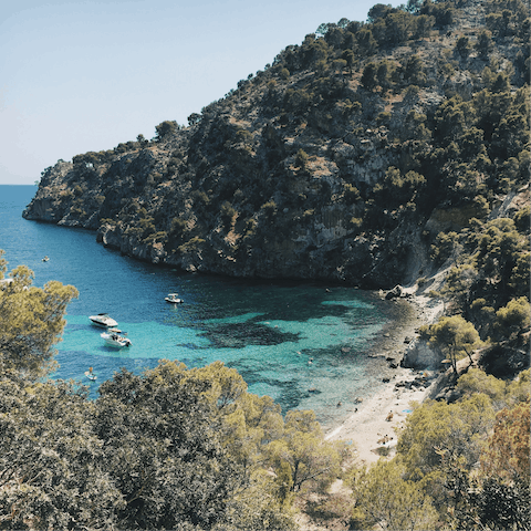 Explore the island's stunning coastline in search of secluded beaches, including Cala Blanca, 4km away