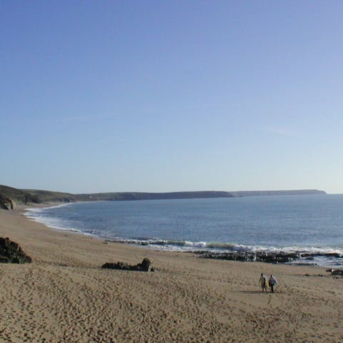 Walk to the sandy shoreline of Porthleven Beach in just five minutes