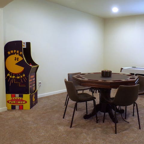 Get competitive in the games room, with two Pacman arcade machine, table tennis, and a poker table