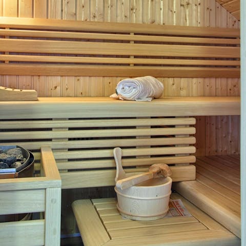 Feel relaxed and rejuvenated after a session in your own private sauna