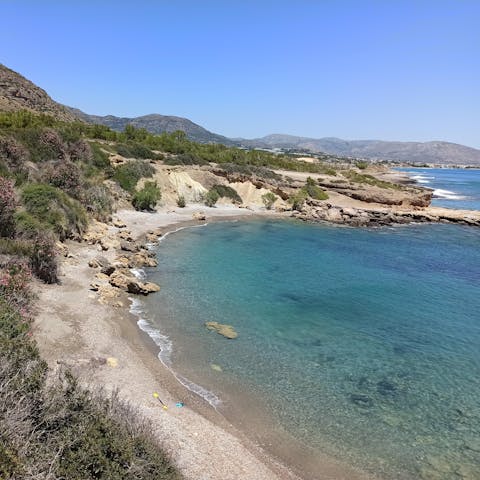 Explore the quiet beaches of Crete's picturesque south-east coastline