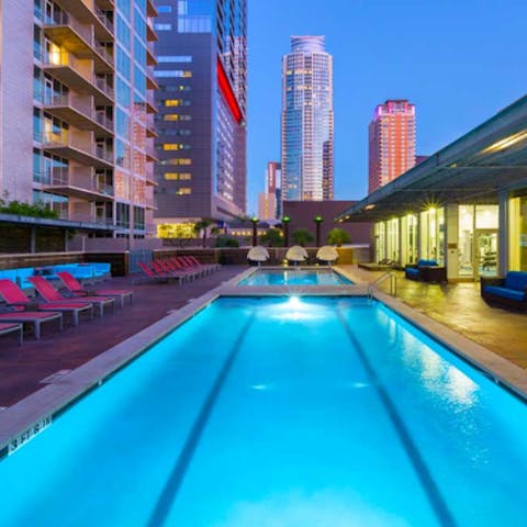 Enjoy the view – and a night-time swim – from the roof deck