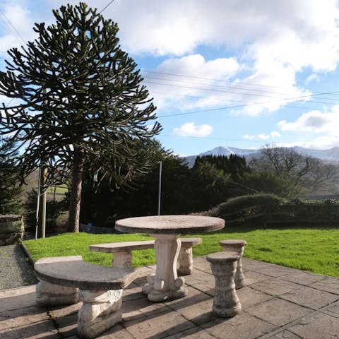 Take in the stunning views of Cadair Idris from the garden