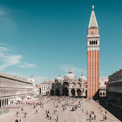 Visit St Mark's Square, just a five-minute walk away