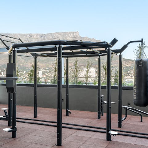 Let the backdrop of Table Mountain inspire your workout in the outside gym